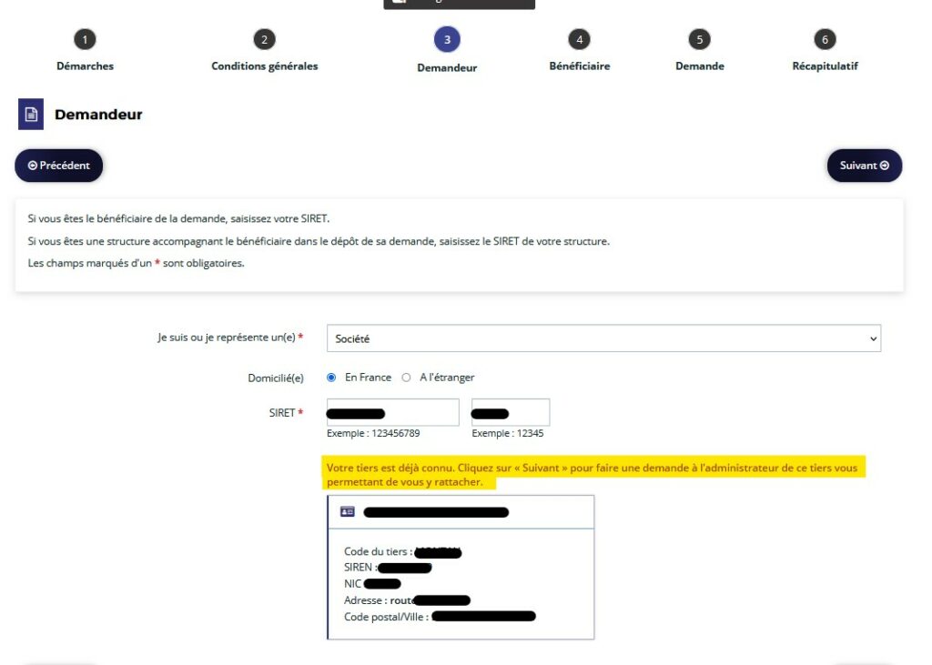 Message rattachement de compte