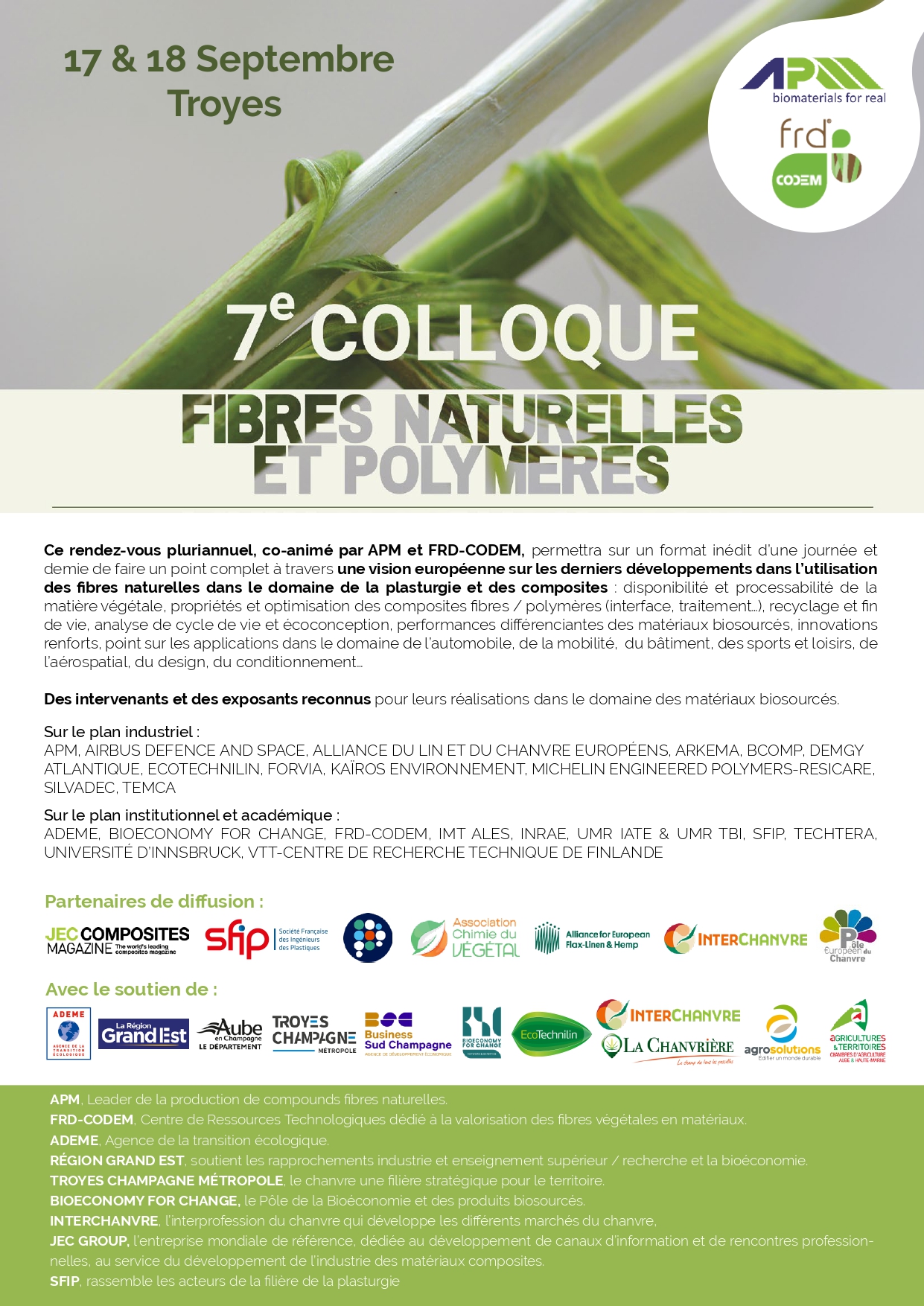 7e Colloque Fibres Naturelles et Polymères