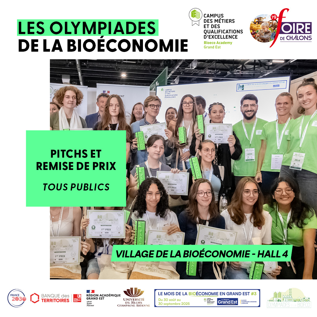 Pitchs et remise de prix des Olympiades de la bioéconomie en Champagne-Ardenne